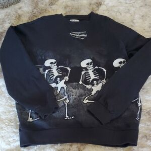 Disney Black Skelelton Dance Crewneck Sweater